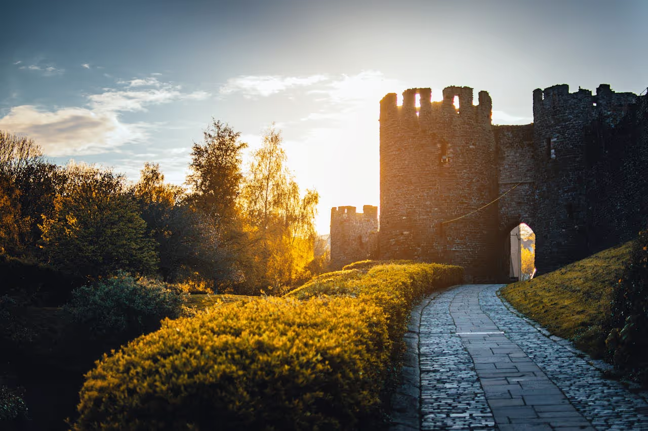 photo of a castle taken in the golden hour