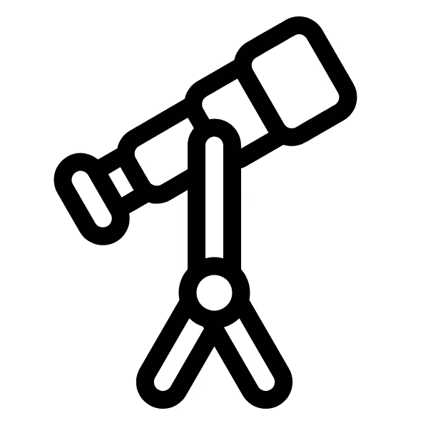 line drawing icon of a telescope